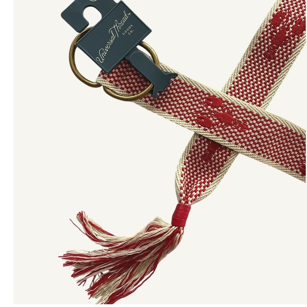 Universal Thread Woven Embroidered Lobster Tassel D Ring Belt Womens XL NWT - Picture 3 of 13
